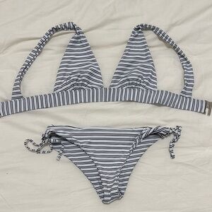 Cupshe Navy Striped Bikini Set Classic Swimwear
